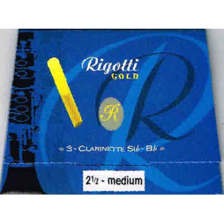 Rigotti Gold Bb Clarinet Reeds - Strength 2 1/2 Medium - Pack of 3