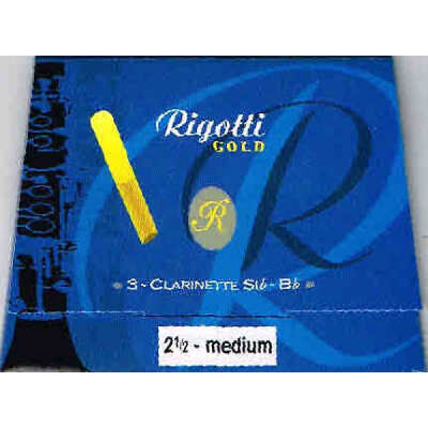 Rigotti Gold Bb Clarinet Reeds - Strength 2 1/2 Medium - Pack of 3