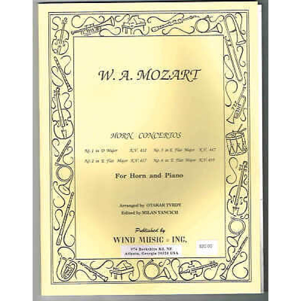 W.A Mozart Horn Concertos for Horn and Piano - Wind Music Inc