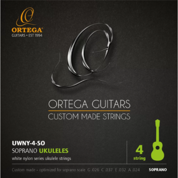 Ortega Guitars Soprano Ukulele Strings, White Nylon Set (UWNY-4-SO)