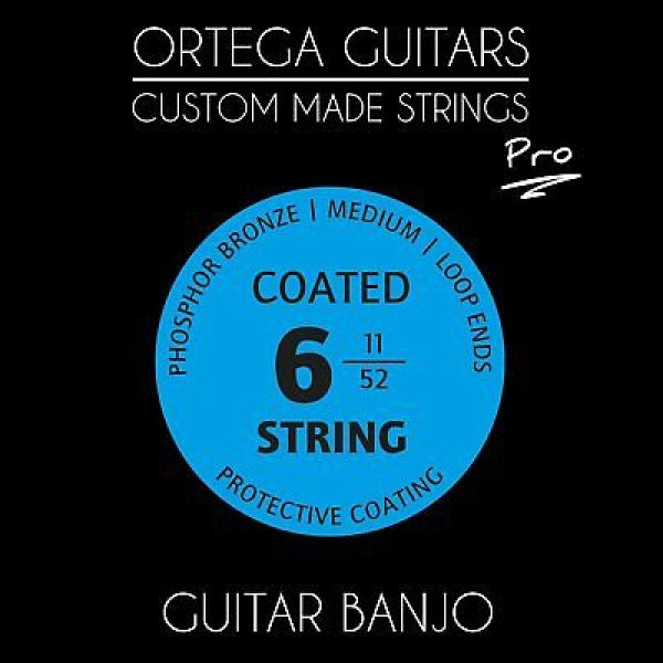 Ortega Guitars Pro, Medium, Coated Guitar Banjo Set of 6 Strings (GBJP-6)