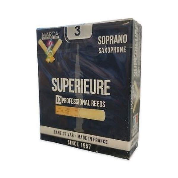 Marca Superieure Bb Soprano Saxophone Reeds - Strength 3 - Box of 10 Professio..