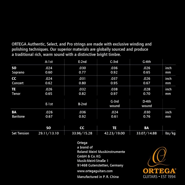 Select Series Low D Tuning Black Nylon Ukulele Strings - Wound with Black-Plated Copper Alloy - Baritone - Image 2