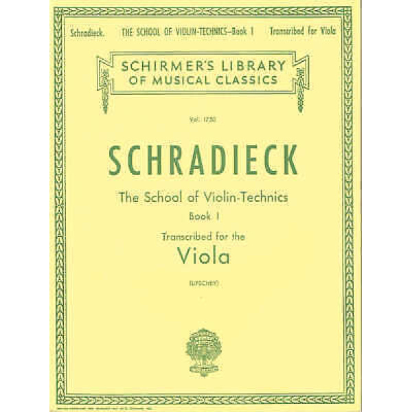 Schradieck The School of Violin Technics Book 1 Transcribed for the Viola