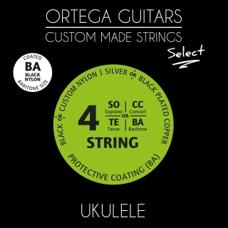 Select Series Low D Tuning Black Nylon Ukulele Strings - Wound with Black-Plated Copper Alloy - Baritone