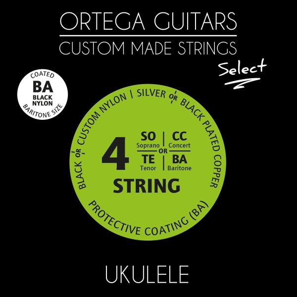 Select Series Low D Tuning Black Nylon Ukulele Strings - Wound with Black-Plated Copper Alloy - Baritone