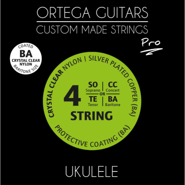 Ortega Guitars - Pro - Baritone Ukulele Strings - Clear Nylon Set (UKP-BA)