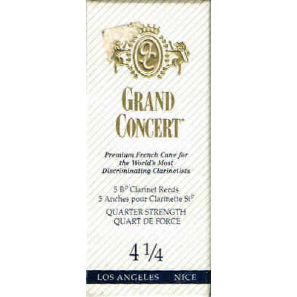 Grand Concert Bb Clarinet Reeds French File Cut - Strength 4 1/4 - Box of 5