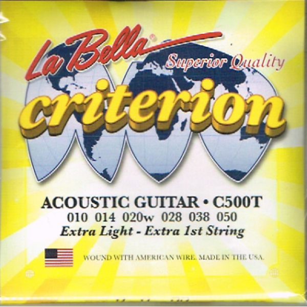 La Bella Criterion C500M 6 String Set with an Extra 1st String Extra Light 10-50 (Model LB-C500T)