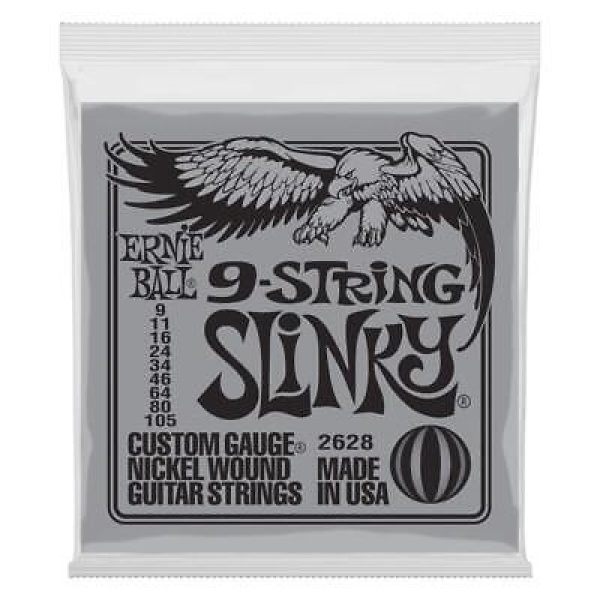 Ernie Ball 9-String Slinky Custom Gauge Nickel Wound Guitar Strings (2628)