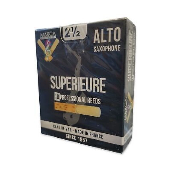 Marca Superieure Eb Alto Saxophone Reeds - Strength 2 1/2 - Box of 10 Professi..