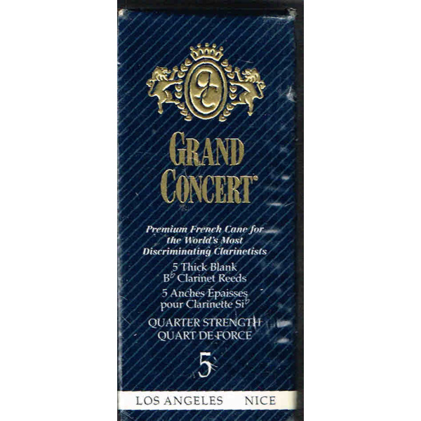 Grand Concert Bb Clarinet Reeds Thick Blank - Strength 5 - Box of 5