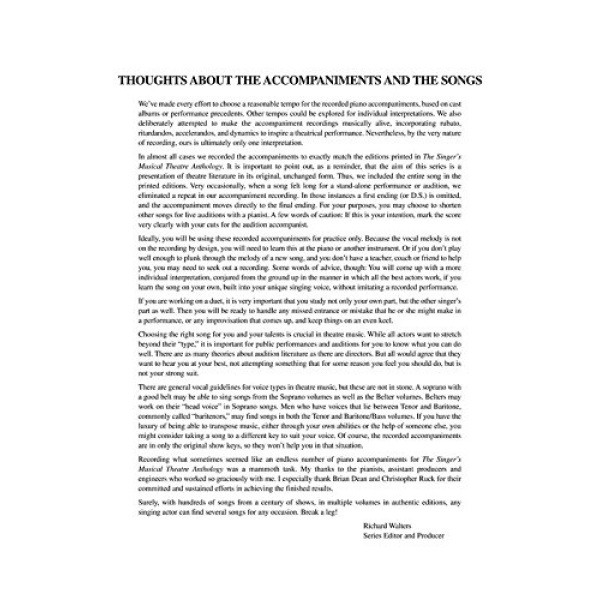 The Singer's Musical Theatre Anthology - Volume 1: Tenor Accompaniment CDs (Vocal Collection) [Paperback] Walters, Richard - Image 3