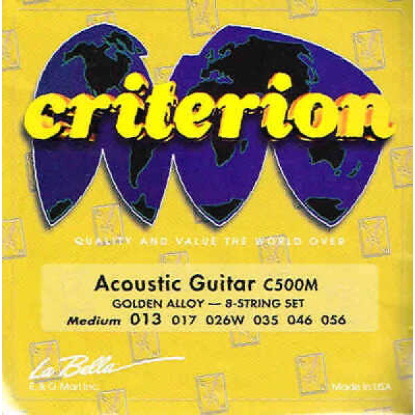 La Bella Criterion Acoustic Guitar - 8 String Set - Medium (0.13 - 0.56) (C500M)