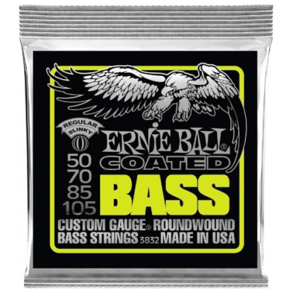 Ernie Ball Coated Bass Strings Custom Guage Roundwood 50-105 Super Slinky (EB-..