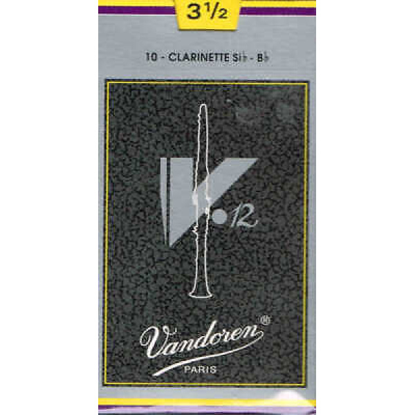 Vandoren V-12 Bb Clarinet Reeds - Strength 3 1/2 - Box of 10 (CR1935)
