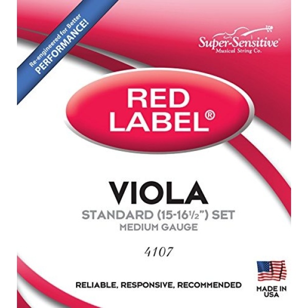 Super Sensitive Red Label Viola String Set Medium Gauge 15-16 1/2 (4107)