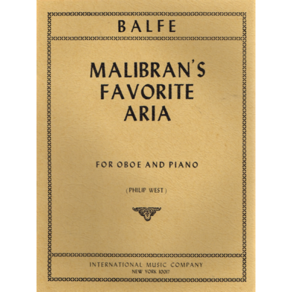 Balfe - Malibran's Favorite Aria for Oboe and Piano - IMC (2901)