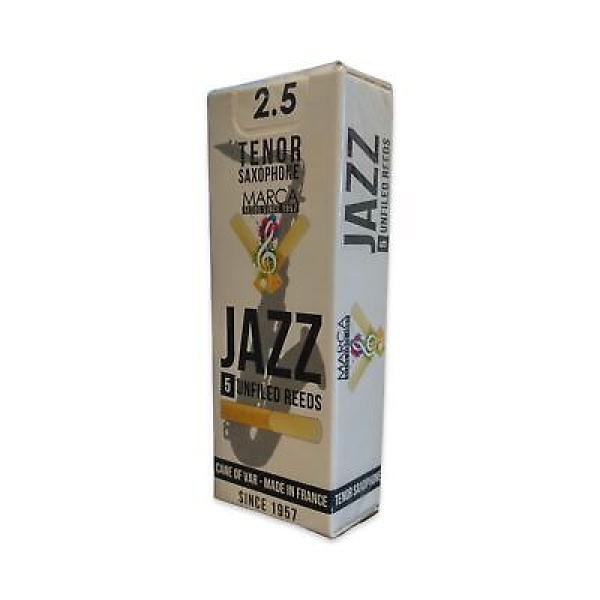 Marca Jazz Bb Tenor Saxophone Reeds - Strength 2.5 - Box of 5 Unfiled Reeds - ..