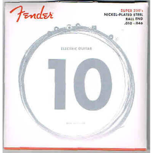 Fender 10 Super 250's Nickel-Plated Steel Ball End .010-.046 - 6 Electric Guit..