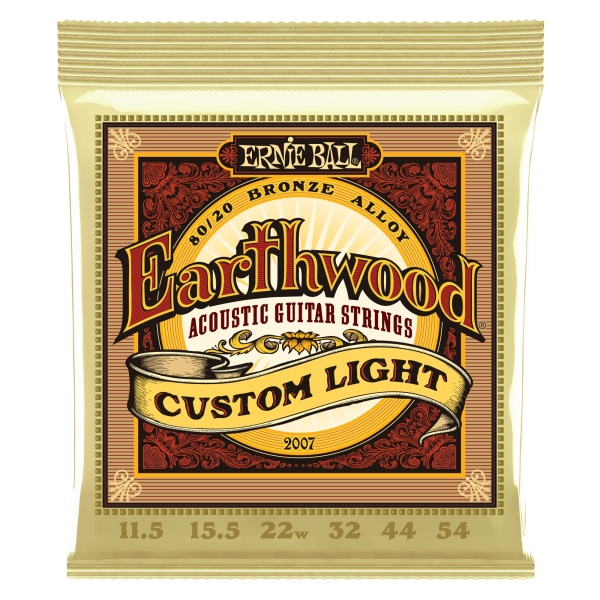 Ernie Ball Earthwood Custom Light 80/20 Bronze Acoustic Guitar Strings, 11.5-5..