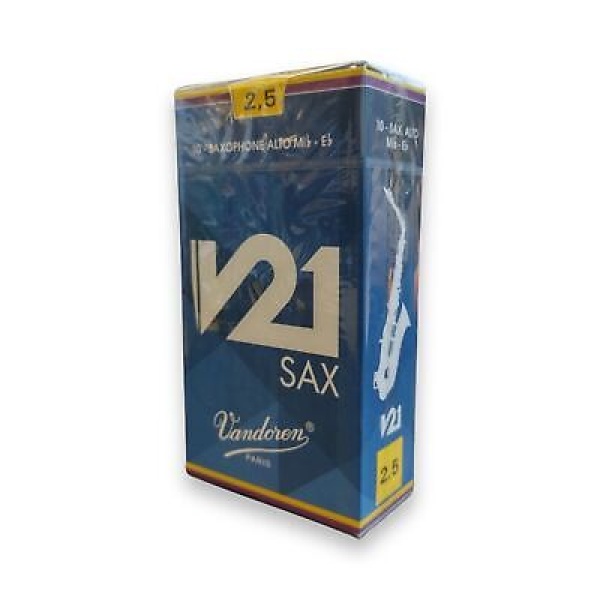 Vandoren V21 Eb Alto Saxophone Reeds - Strength 2 1/2 - 10 Pack (SR8125)