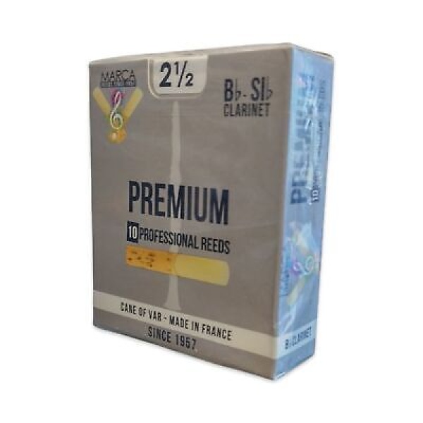 Marca Premium Bb Clarinet Reeds - Strength 2 1/2 - Box of 10 Professional  Ree..