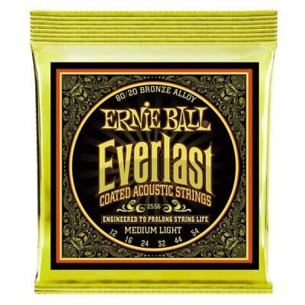 Medium Light Everlast Coated 80/20 Bronze Acoustic Guitar Strings 12-54 (2556)