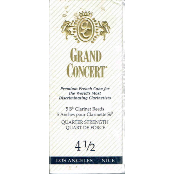 Grand Concert Bb Clarinet Reeds French File Cut - Strength 4 1/2 - Box of 5